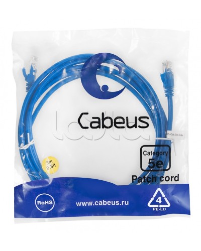 Патч-корд медный U/UTP кат.5е (3м) LSZH (синий) Cabeus (PC-UTP-RJ45-Cat.5e-3m-BL-LSZH) в Муроме Патчкорды (медные) Pintop.ru