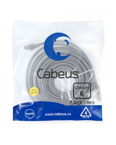 Патч-корд медный U/UTP кат.6 (10м) LSZH (серый) Cabeus (PC-UTP-RJ45-Cat.6-10m-LSZH) в Муроме Патчкорды (медные) Pintop.ru