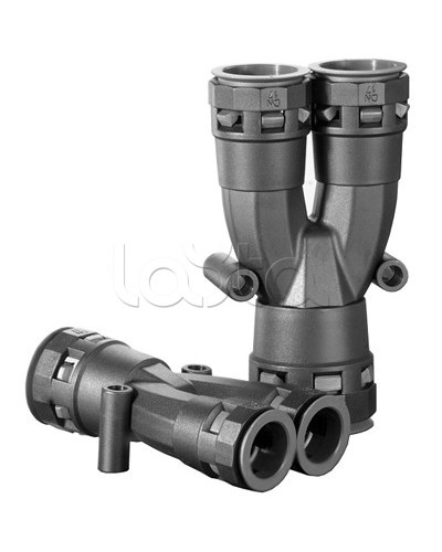 Разветвитель DN 1х17 + 2х12 мм, полиамид, цвет черный DKC PAY171212N в Муроме Повороты, муфты, тройники Pintop.ru