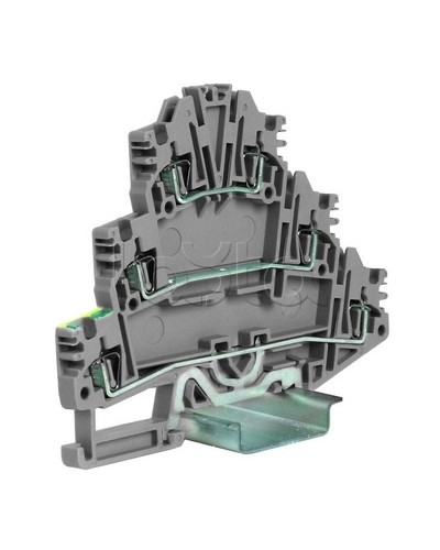 Зажим трех-уровневый c заземлением на нижнем уровне 2,5 кв.мм, серый DKC ZHL500GR в Муроме Держатели, клипсы, скобы Pintop.ru