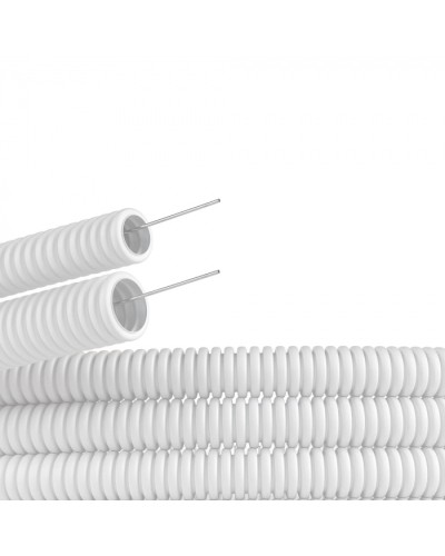 Труба ПЛЛ гибкая гофр. не содержит галогенов д.16мм, ПВ-0, с протяжкой,100м, цвет белый DKC (81816) в Муроме Труба гофрированная Pintop.ru