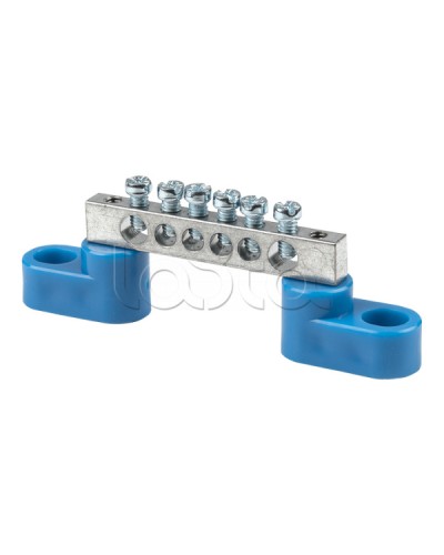 Шина 0 N (6x9мм) 6 отв. цинк 2 синих угловых изолятора EKF (sn1-63-06-2) в Муроме Аксессуары для стоек и шкафов Pintop.ru