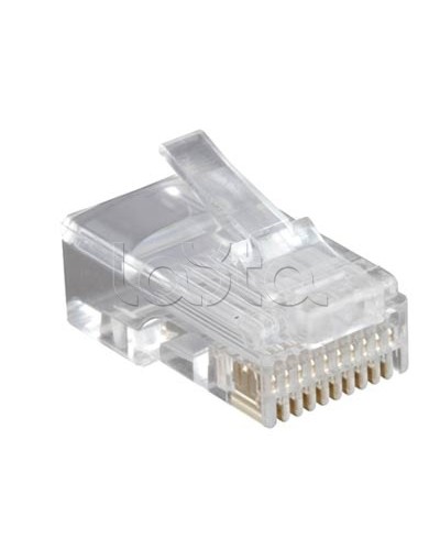 Разъем RJ-50(10P10C), универсальный (для одножильного и многожильного кабеля), для круглого кабеля, напыление 6µ/ 6 микродюймов (10шт) Hyperline PLUG-10P10C-U-06 в Муроме Коннекторы и разъемы Pintop.ru