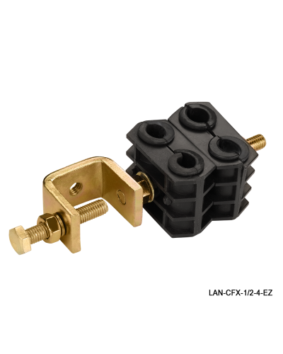 Комплект крепления для 4-х коаксиальных кабелей диаметром 3/8-1/2, со струбциной LANMASTER LAN-CFX-1/2-4-EZ в Муроме Аксессуары для стоек и шкафов Pintop.ru