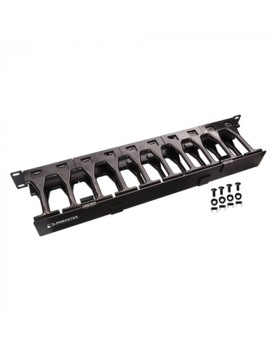 Кабельный органайзер 19 c пластиковыми пальцами глубиной 106 мм и крышкой, 2U LANMASTER (LAN-ORG-PF/S-2U) в Муроме Кабельные органайзеры Pintop.ru