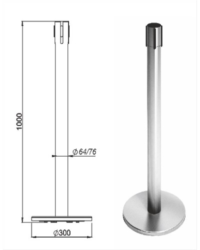 Стойка ограждения передвижная с ремнем Oxgard Стойка ограждения передвижная с ремнем (5 метров черный) (ВЗР2387.01) в Муроме Ограждения Pintop.ru