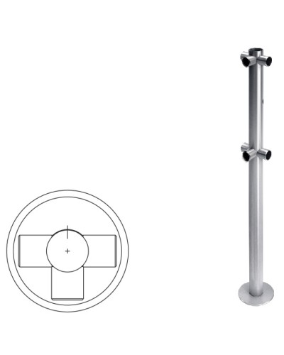Стойка ограждения Т-образная с отверстием под фиксатор (антик серебро) Oxgard в Муроме Ограждения Pintop.ru