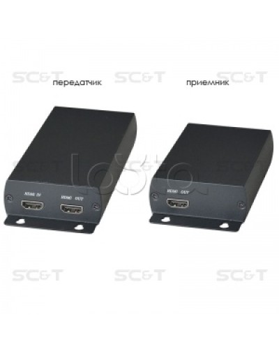 Комплект (передатчик + приёмник) для передачи HDMI по одному кабелю витой пары SC&T HE03 в Муроме Видеоусилители, Модуляторы, Делители Pintop.ru