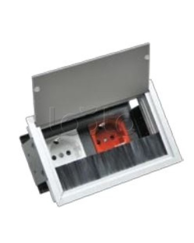 Люк настольный встраиваемый на 2 модуля (45х45мм) с крышкой, алюминий IP20 Экопласт 70042 в Муроме Системы лючков и колонн Pintop.ru