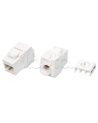 Вставка Keystone Jack RJ-45(8P8C) Hyperline KJ8-8P8C-C6-180-TLS-WH в Муроме Модули Keystone Pintop.ru