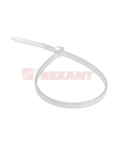 Хомут-стяжка нейлоновый 4х300 мм белый (100шт/уп) REXANT 07-0300 в Муроме Стяжки-хомуты Pintop.ru