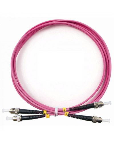 Шнур оптический duplex ST-ST 50/125 mm OM4 1м LSZH Cabeus FOP-50-OM4-ST-ST-1m в Муроме Патч-корды оптические Pintop.ru