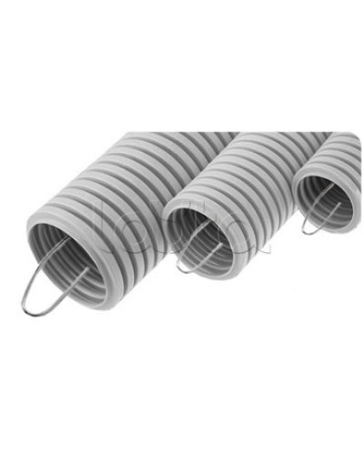 NR063 Усиленная двустен. труба ПНД гибкая, тип 750, SN29, с зондом, D63мм (50м) цвет красный Экопласт (821063) в Муроме Труба гофрированная Pintop.ru