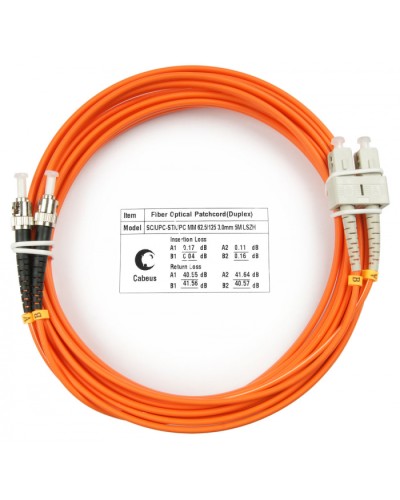 Шнур оптический duplex SC-ST 62,5/125 mm 5м LSZH Cabeus FOP-62-SC-ST-5m в Муроме Патч-корды оптические Pintop.ru