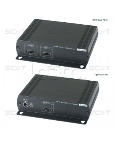 Удлинитель HDMI KVM (комплект приёмник + передатчик) по Ethernet до 120м (CAT5e) SC&T HKM01E в Муроме Видеоусилители, Модуляторы, Делители Pintop.ru