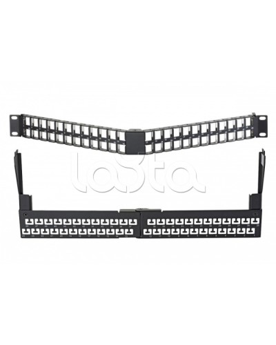 Коммутационная угловая панель 19” наборная, FTP, 1U, 48 портов, черный Eurolan (27A-00-48-01BL) в Муроме Патч панель Pintop.ru