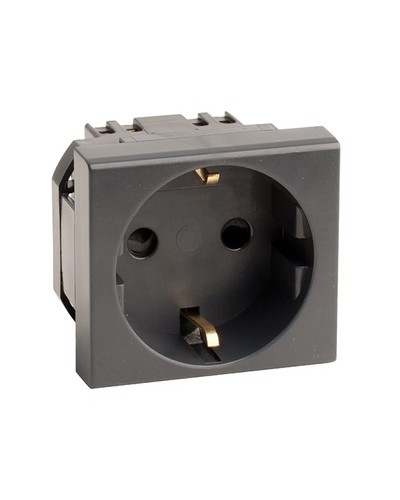 Розетка силовая 2Р+Е, со шторками, «Viva», 2 мод., цвет черный DKC (45205) в Муроме Аксессуары для кабель-канала Pintop.ru