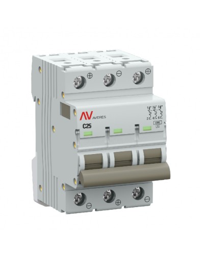 Выключатель автоматический AV-6 DC 3P 25A (C) 6kA EKF AVERES (mcb6-DC-3-25C-av) в Муроме Электротехническое оборудование Pintop.ru
