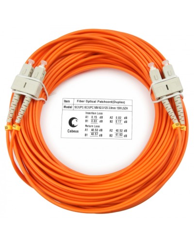 Шнур оптический duplex SC-SC 62,5/125 mm 20м LSZH Cabeus FOP-62-SC-SC-20m в Муроме Патч-корды оптические Pintop.ru