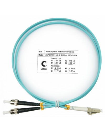 Шнур оптический duplex LC-ST 50/125 MM OM3 1 м LSZH Cabeus FOP-50-LC-ST-1M в Муроме Патч-корды и пигтейлы Pintop.ru