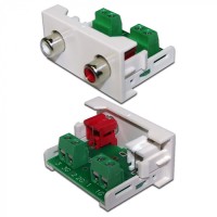 Вставка Mosaic 22.5x45 2xRCA Stereo Audio, белая LANMASTER (LAN-WA-LP-2RCA-WH)