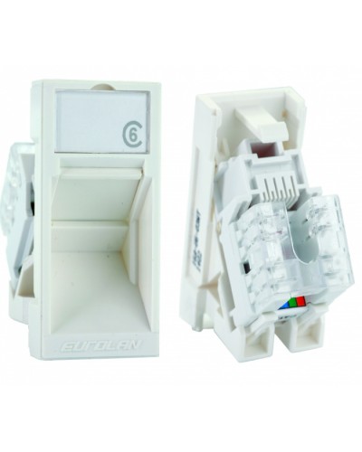 Розеточный модуль UTP категории 6 Mosaic серии 45 RJ45 Eurolan (16A-U6-03WT) в Муроме Модули Keystone Pintop.ru