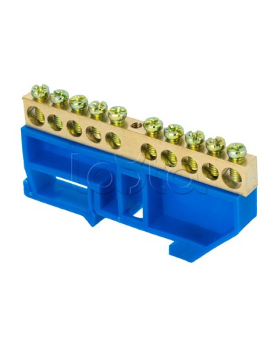 Шина 0 N (8х12мм) 10 отверстий латунь синий изолятор на DIN-рейку EKF PROxima (sn0-125-10-d) в Муроме Аксессуары для стоек и шкафов Pintop.ru
