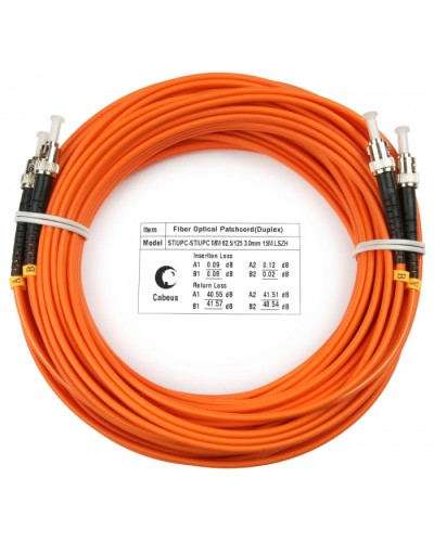 Шнур оптический duplex ST-ST 62,5/125 mm 20м LSZH Cabeus FOP-62-ST-ST-20m в Муроме Патч-корды оптические Pintop.ru